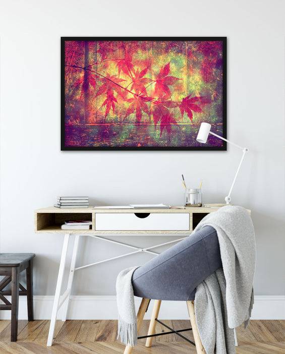 Pixxprint Ast mit pinken Blättern, Poster mit Bilderrahmen Saisonale Angebote