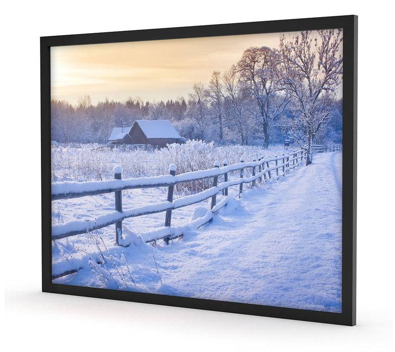 Pixxprint Hütte im Schnee, Poster mit Bilderrahmen Räumungsverkauf