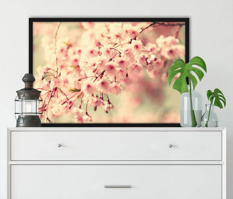Pixxprint Kirschblüten, Poster mit Bilderrahmen Tiefpreis