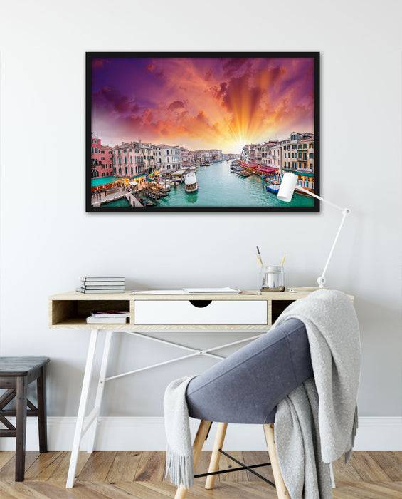Pixxprint Venedig Fluss Häuser, Poster mit Bilderrahmen Kostenlose Rückgabe