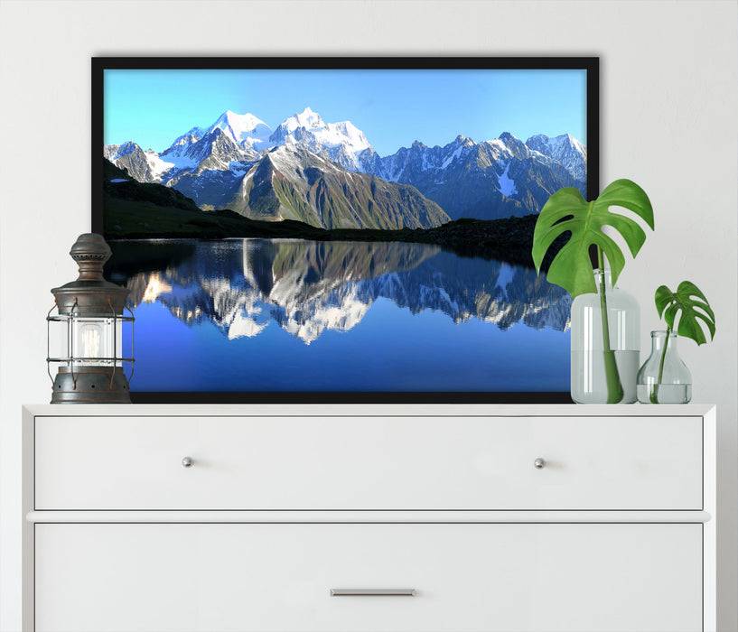 Pixxprint Berge am See, Poster mit Bilderrahmen Letzte 2 Tage