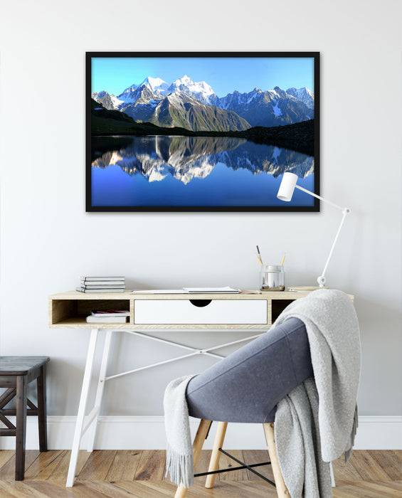 Pixxprint Berge am See, Poster mit Bilderrahmen Letzte 2 Tage