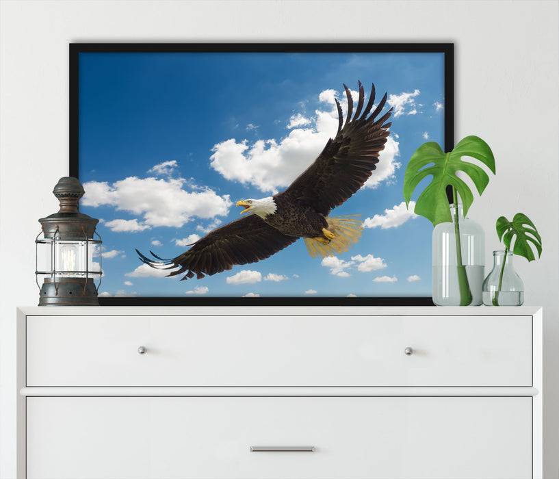 Pixxprint Adler fliegt über Berge, Poster mit Bilderrahmen Zeitbegrenzte Promotion