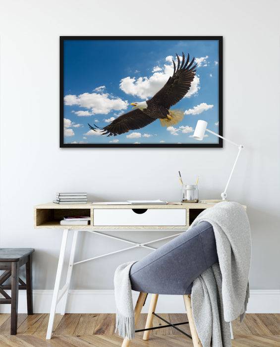 Pixxprint Adler fliegt über Berge, Poster mit Bilderrahmen Zeitbegrenzte Promotion