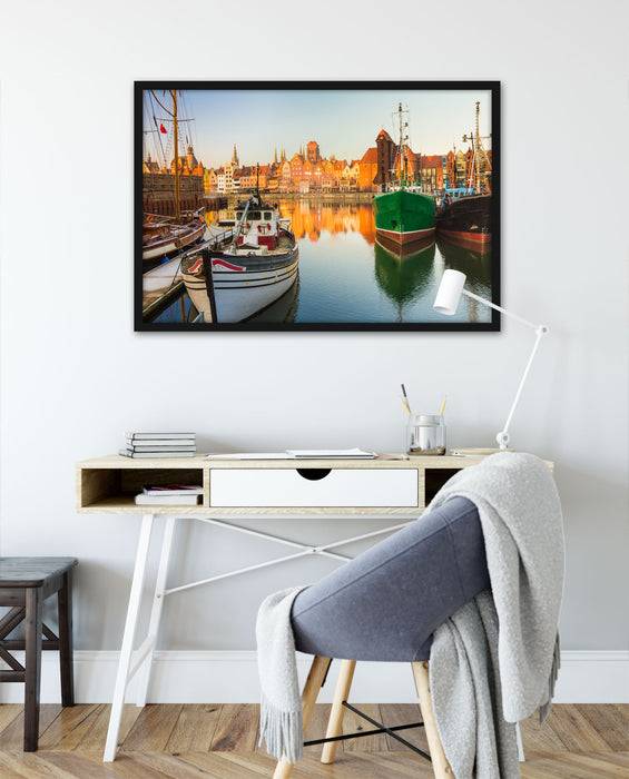 Pixxprint Hafen in der Dämmerung, Poster mit Bilderrahmen Bis zu 50% Rabatt