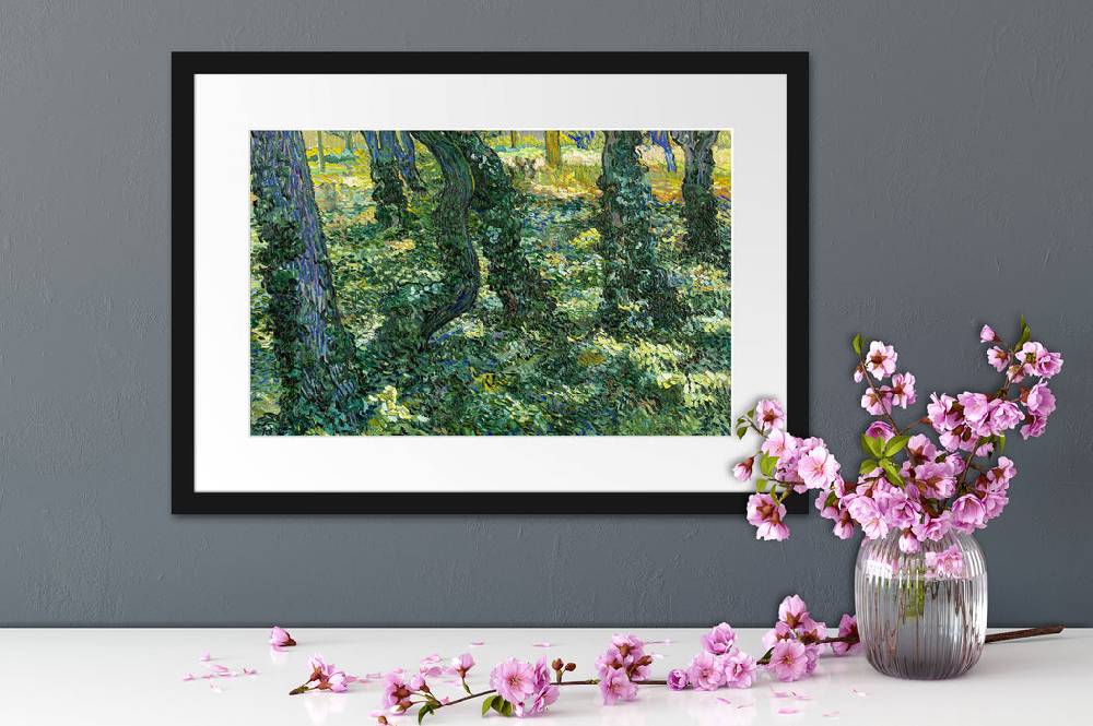 Pixxprint Vincent Van Gogh - Unterholz , im Galerie-Passepartout Bilderrahmen Discount Store für neue Produkte