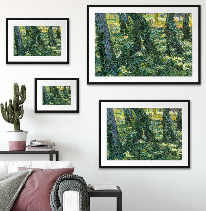Pixxprint Vincent Van Gogh - Unterholz , im Galerie-Passepartout Bilderrahmen Discount Store für neue Produkte