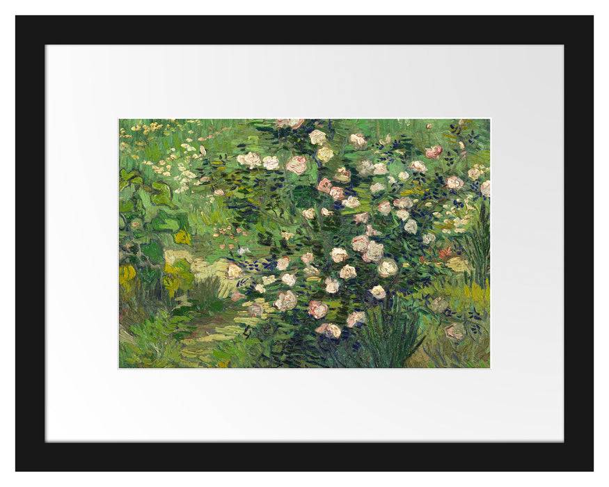 Pixxprint Vincent Van Gogh - Rosen , im Galerie-Passepartout Bilderrahmen
