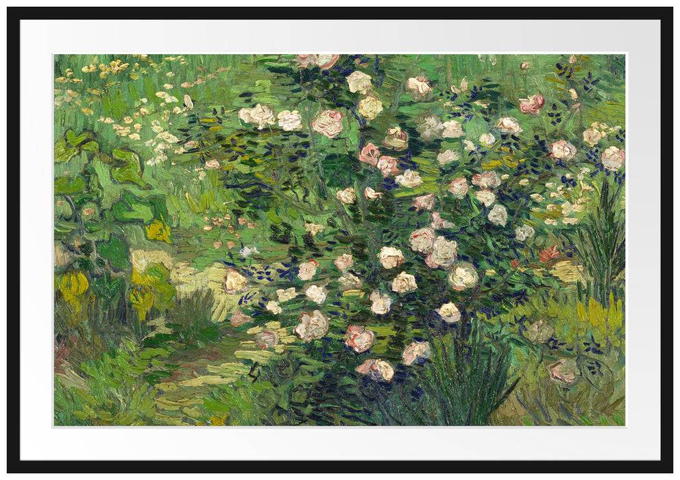 Pixxprint Vincent Van Gogh - Rosen , im Galerie-Passepartout Bilderrahmen Super Rabatt