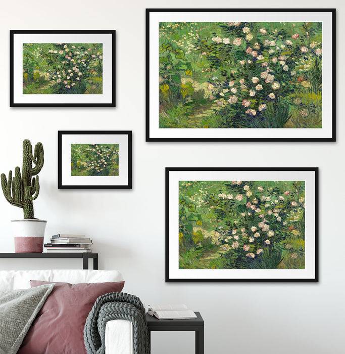 Pixxprint Vincent Van Gogh - Rosen , im Galerie-Passepartout Bilderrahmen Super Rabatt
