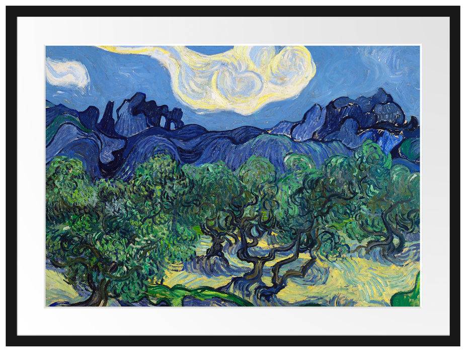 Pixxprint Vincent Van Gogh - Die Oliven-Bäume , im Galerie-Passepartout Bilderrahmen Riesige Rabatte