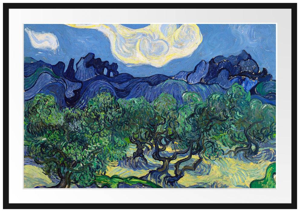 Pixxprint Vincent Van Gogh - Die Oliven-Bäume , im Galerie-Passepartout Bilderrahmen Riesige Rabatte