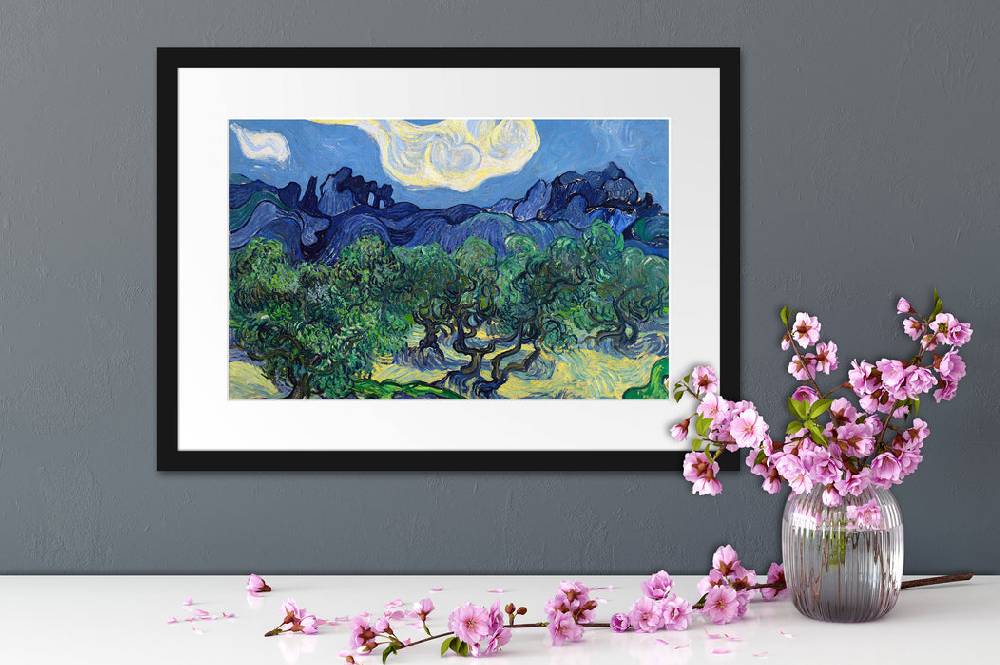 Pixxprint Vincent Van Gogh - Die Oliven-Bäume , im Galerie-Passepartout Bilderrahmen Riesige Rabatte