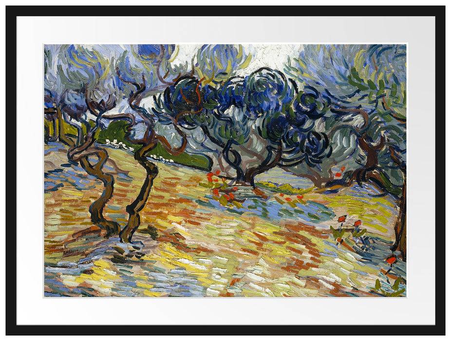 Pixxprint Vincent Van Gogh - Oliven-Bäume , im Galerie-Passepartout Bilderrahmen Clearance-Verkauf