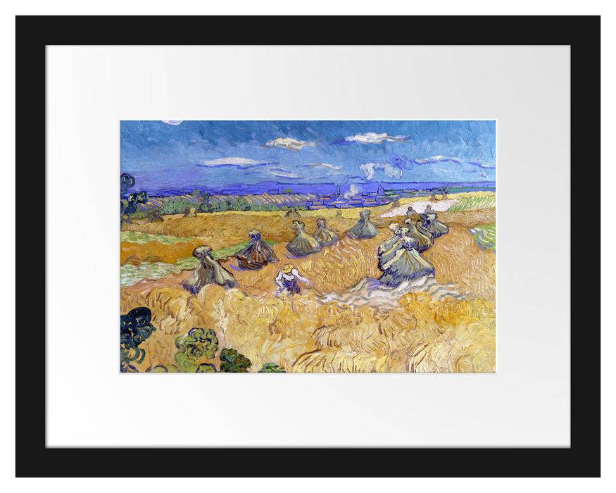 Pixxprint Vincent Van Gogh - Weizenfeld mit Mähern Auvers , im Galerie-Passepartout Bilderrahmen Kostenloser Versand international