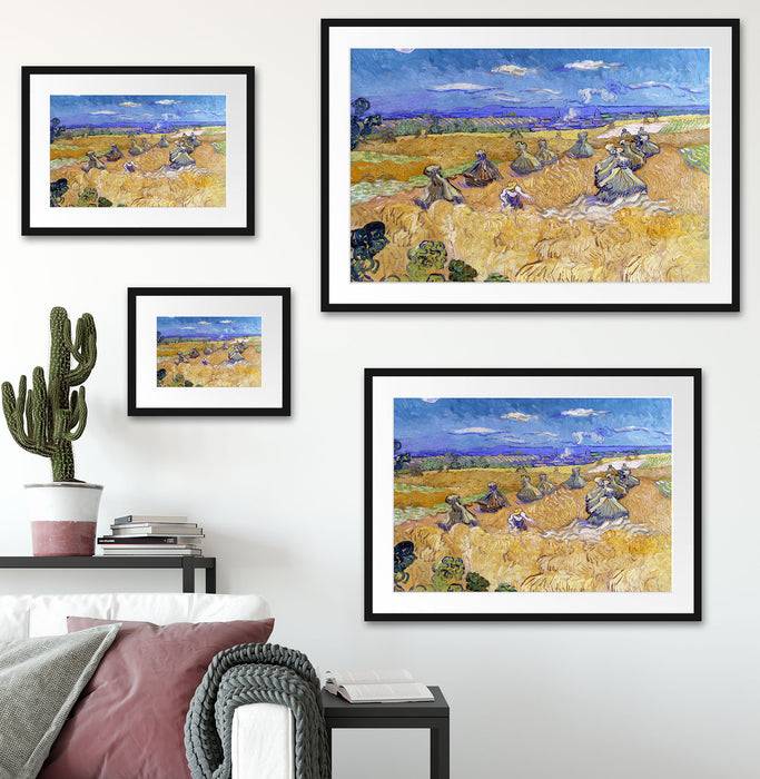 Pixxprint Vincent Van Gogh - Weizenfeld mit Mähern Auvers , im Galerie-Passepartout Bilderrahmen Kostenloser Versand international