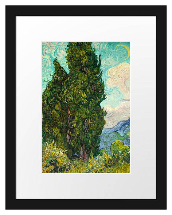 Pixxprint Vincent Van Gogh - Zypressen , im Galerie-Passepartout Bilderrahmen
