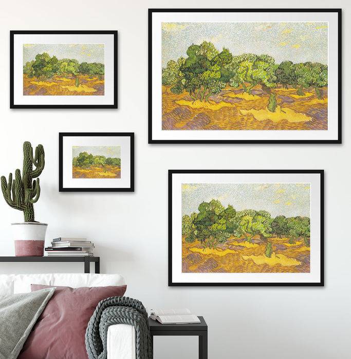 Pixxprint Vincent Van Gogh - Oliven-Bäume II , im Galerie-Passepartout Bilderrahmen Black Friday Preise