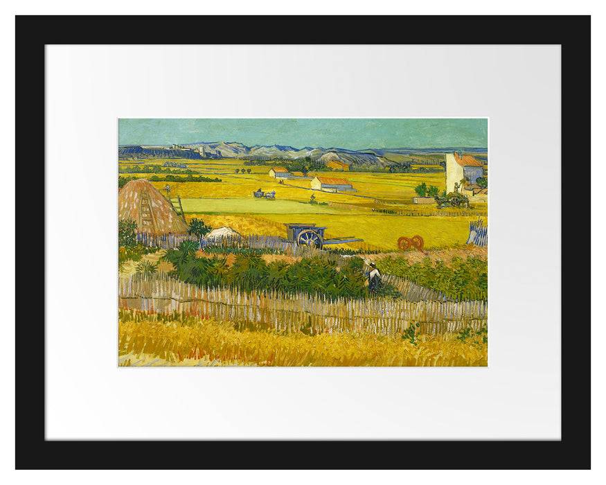 Pixxprint Vincent Van Gogh - Die Ernte , im Galerie-Passepartout Bilderrahmen