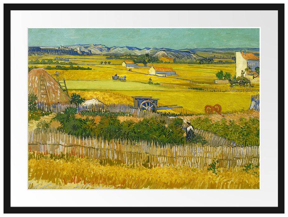 Pixxprint Vincent Van Gogh - Die Ernte , im Galerie-Passepartout Bilderrahmen Im Verkauf