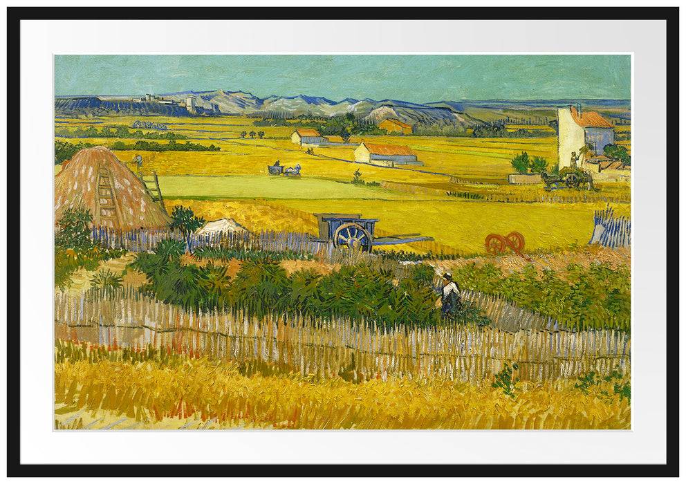 Pixxprint Vincent Van Gogh - Die Ernte , im Galerie-Passepartout Bilderrahmen Im Verkauf