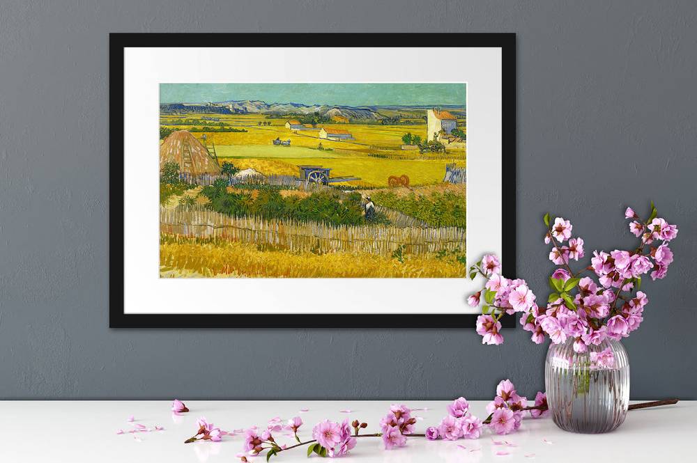 Pixxprint Vincent Van Gogh - Die Ernte , im Galerie-Passepartout Bilderrahmen Im Verkauf