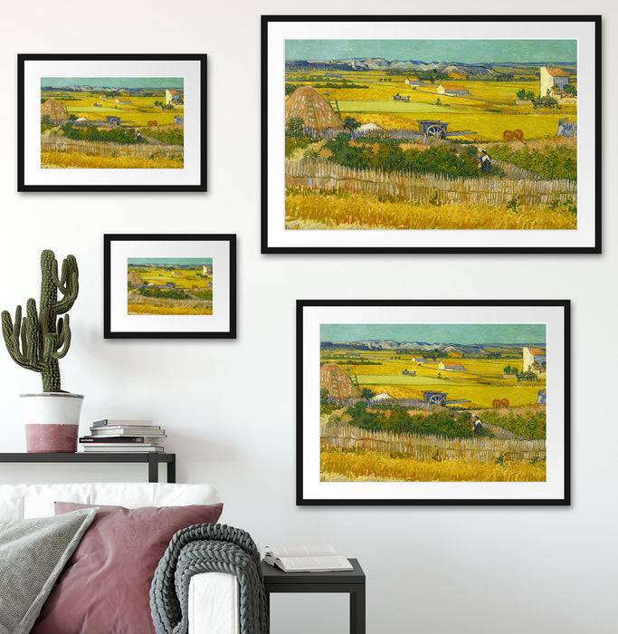 Pixxprint Vincent Van Gogh - Die Ernte , im Galerie-Passepartout Bilderrahmen Im Verkauf