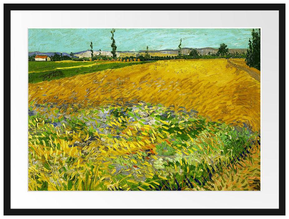 Pixxprint Vincent Van Gogh - Weizenfeld , im Galerie-Passepartout Bilderrahmen 50% Rabatt für begrenzte Zeit