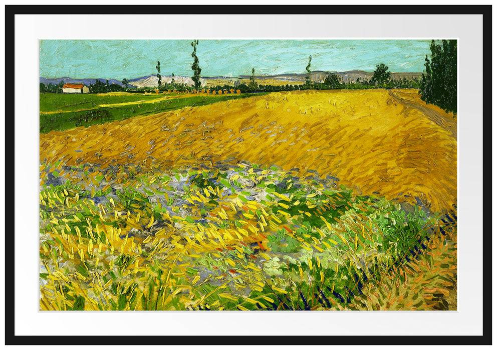 Pixxprint Vincent Van Gogh - Weizenfeld , im Galerie-Passepartout Bilderrahmen 50% Rabatt für begrenzte Zeit