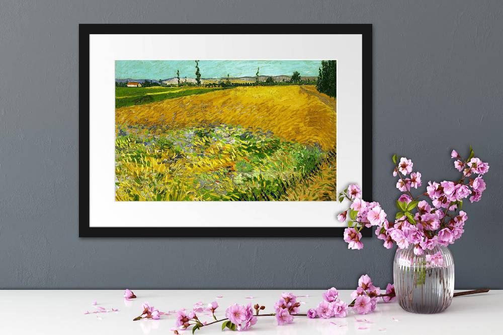 Pixxprint Vincent Van Gogh - Weizenfeld , im Galerie-Passepartout Bilderrahmen 50% Rabatt für begrenzte Zeit