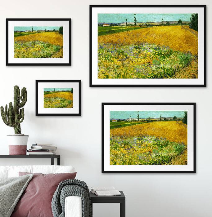 Pixxprint Vincent Van Gogh - Weizenfeld , im Galerie-Passepartout Bilderrahmen 50% Rabatt für begrenzte Zeit