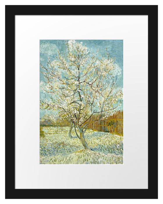 Pixxprint Vincent Van Gogh - Der pinke Pfirsischbaum , im Galerie-Passepartout Bilderrahmen