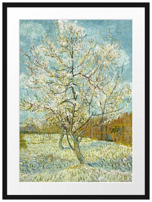 Pixxprint Vincent Van Gogh - Der pinke Pfirsischbaum , im Galerie-Passepartout Bilderrahmen Rabatte dieses Monats