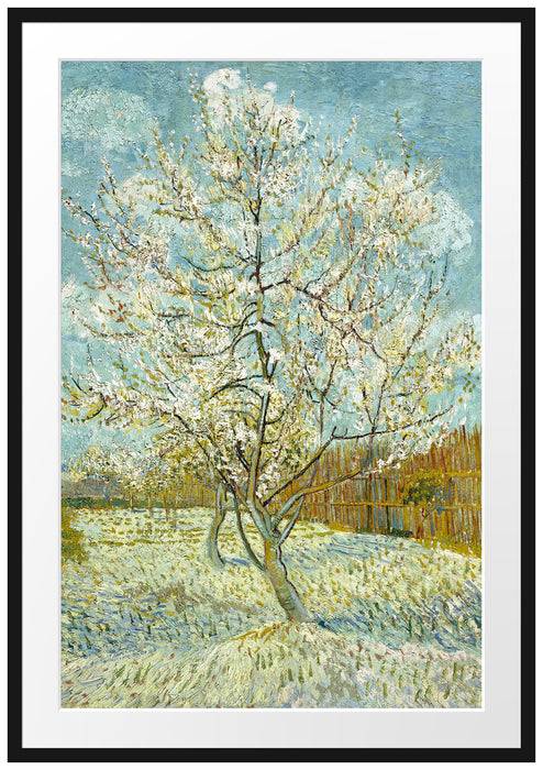 Pixxprint Vincent Van Gogh - Der pinke Pfirsischbaum , im Galerie-Passepartout Bilderrahmen Rabatte dieses Monats