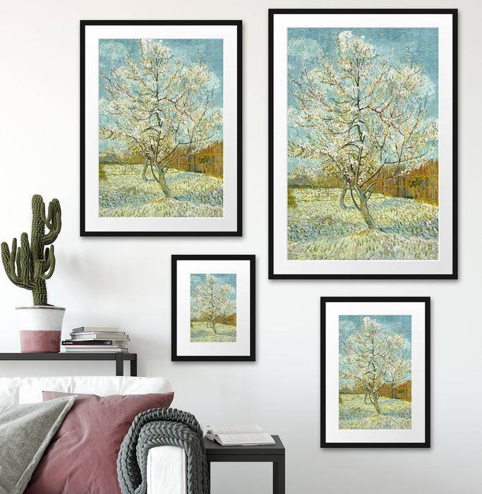 Pixxprint Vincent Van Gogh - Der pinke Pfirsischbaum , im Galerie-Passepartout Bilderrahmen Rabatte dieses Monats