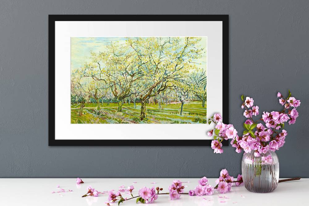 Pixxprint Vincent Van Gogh - Der weiße Obstgarten , im Galerie-Passepartout Bilderrahmen Online