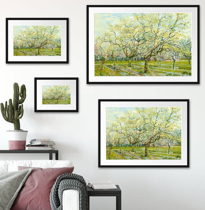 Pixxprint Vincent Van Gogh - Der weiße Obstgarten , im Galerie-Passepartout Bilderrahmen Online