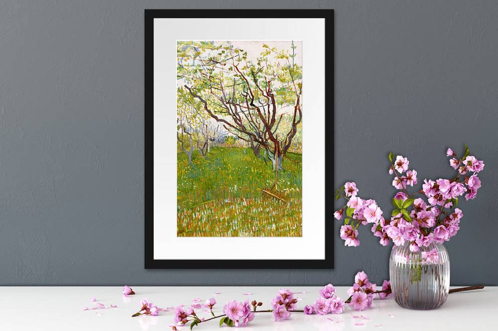 Pixxprint Vincent Van Gogh - Der blühende Obstgarten , im Galerie-Passepartout Bilderrahmen Outlet