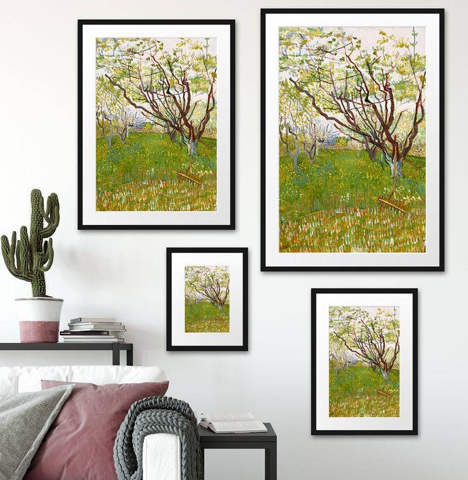Pixxprint Vincent Van Gogh - Der blühende Obstgarten , im Galerie-Passepartout Bilderrahmen Outlet