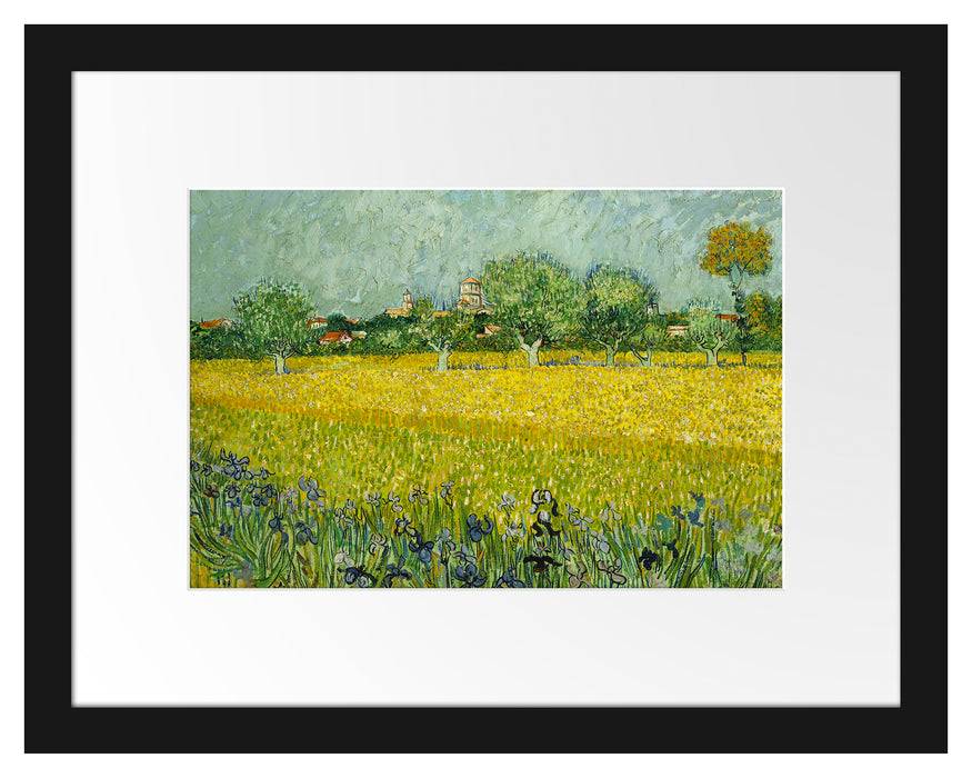 Pixxprint Vincent Van Gogh - Feld mit Blumen in der Nähe von Arle, im Galerie-Passepartout Bilderrahmen Auslauf