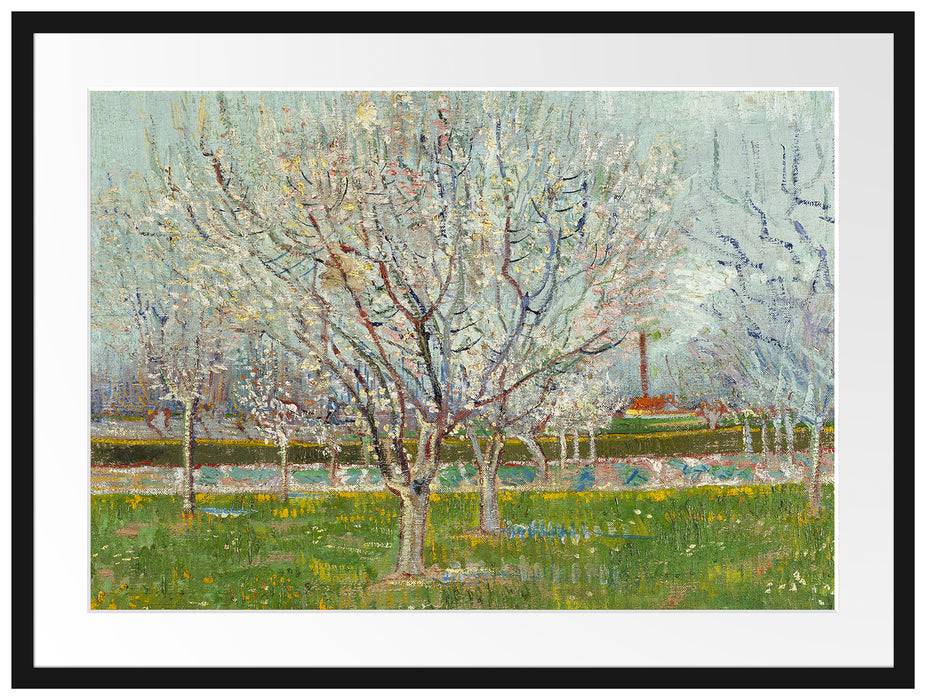 Pixxprint Vincent Van Gogh - Blühender Obstgarten Pflaumenbaum , im Galerie-Passepartout Bilderrahmen Verkauf
