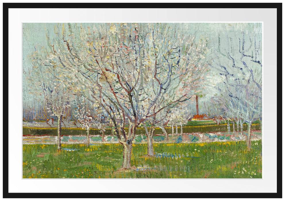 Pixxprint Vincent Van Gogh - Blühender Obstgarten Pflaumenbaum , im Galerie-Passepartout Bilderrahmen Verkauf