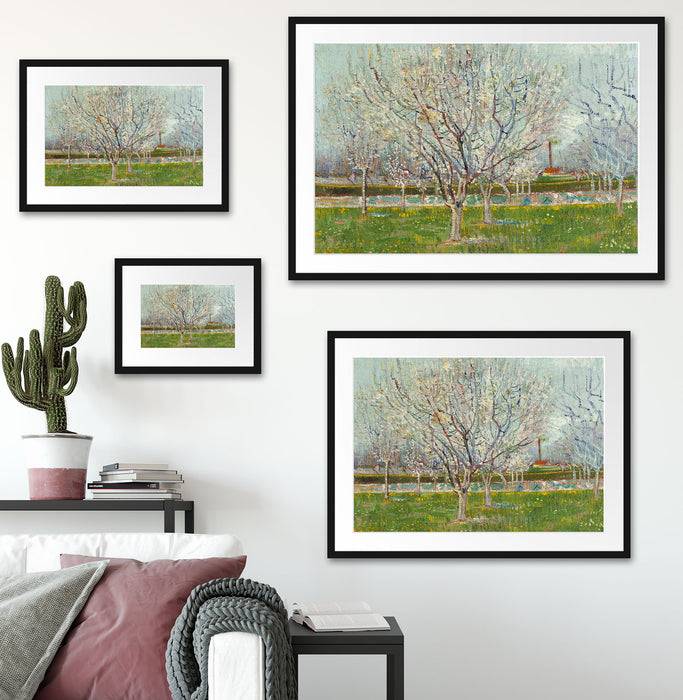 Pixxprint Vincent Van Gogh - Blühender Obstgarten Pflaumenbaum , im Galerie-Passepartout Bilderrahmen Verkauf