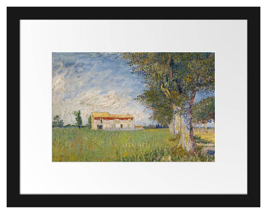 Pixxprint Vincent Van Gogh - Bauernhaus im Weizenfeld , im Galerie-Passepartout Bilderrahmen Angebote