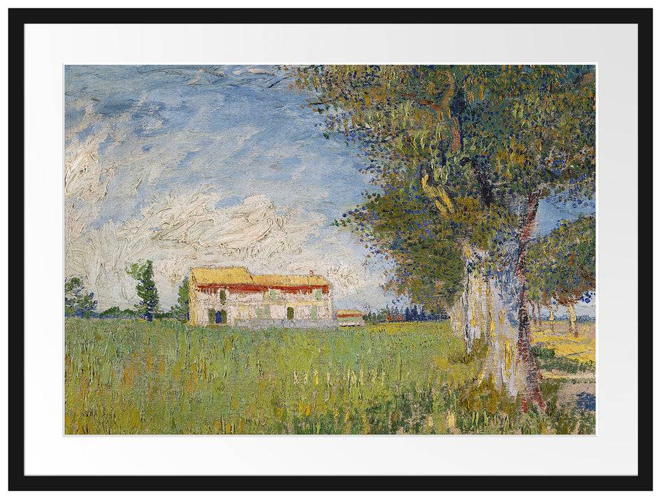 Pixxprint Vincent Van Gogh - Bauernhaus im Weizenfeld , im Galerie-Passepartout Bilderrahmen Angebote