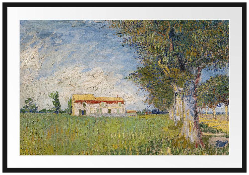 Pixxprint Vincent Van Gogh - Bauernhaus im Weizenfeld , im Galerie-Passepartout Bilderrahmen Angebote