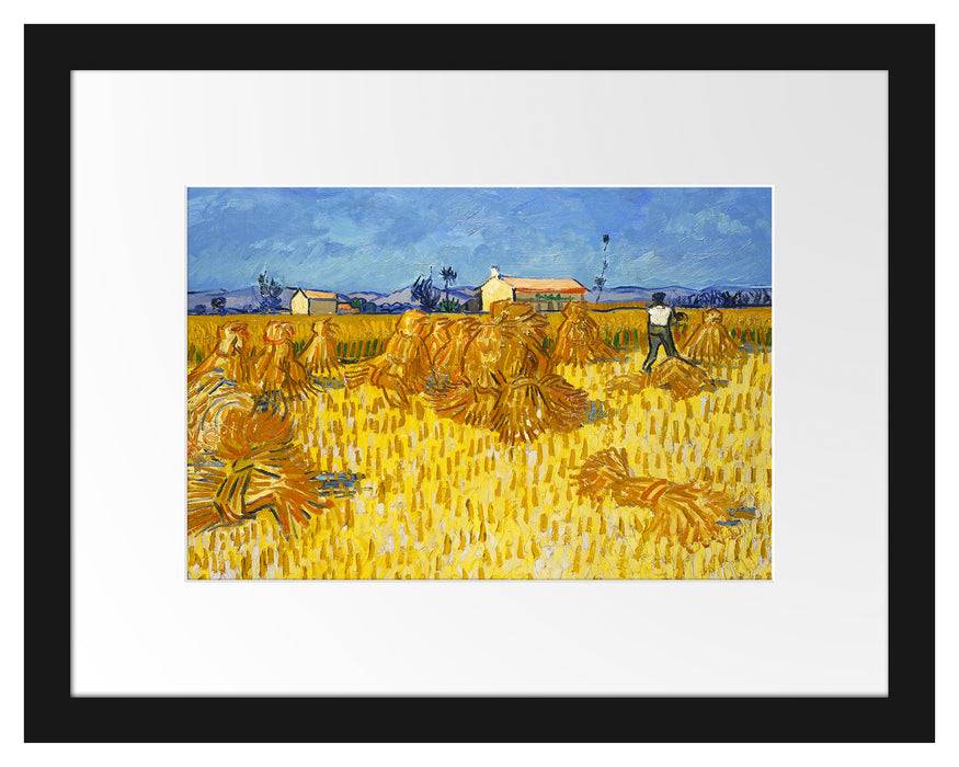 Pixxprint Vincent Van Gogh - Getreide-Ernte in der Provence , im Galerie-Passepartout Bilderrahmen im Angebot