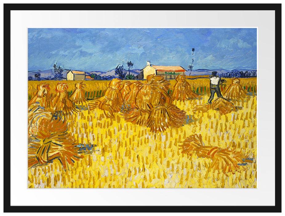 Pixxprint Vincent Van Gogh - Getreide-Ernte in der Provence , im Galerie-Passepartout Bilderrahmen im Angebot
