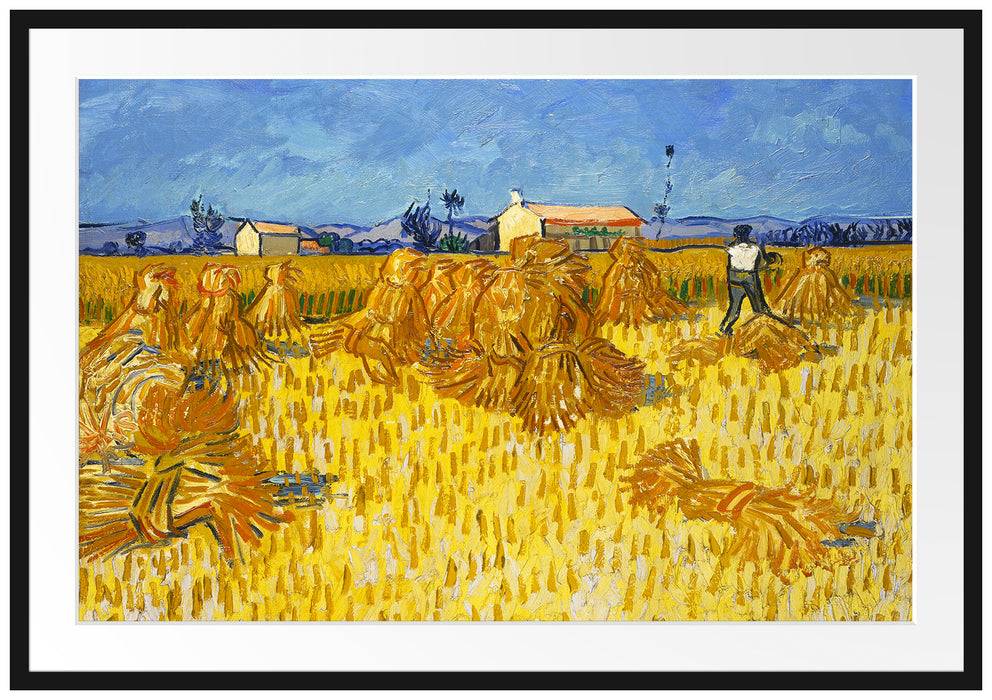Pixxprint Vincent Van Gogh - Getreide-Ernte in der Provence , im Galerie-Passepartout Bilderrahmen im Angebot
