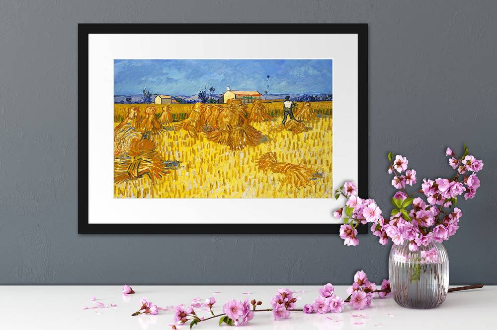Pixxprint Vincent Van Gogh - Getreide-Ernte in der Provence , im Galerie-Passepartout Bilderrahmen im Angebot